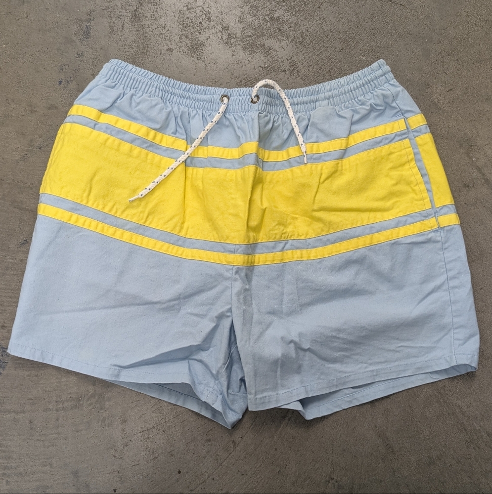 South Bay Swim Shorts in Light Blue and Yellow, Medium